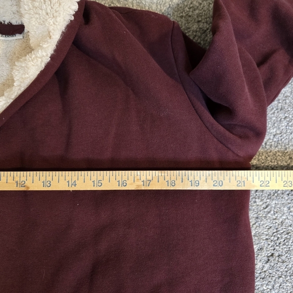 L.L. Bean Sherpa Lined Deep Wine Small Petite Fall Cozy Open Front Cardigan - Picture 5 of 12